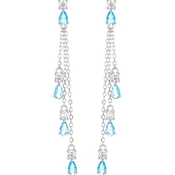 DELIS Дълги сребърни обеци 925, jw863, елегантен син модел, с родиево покритие (jw863)