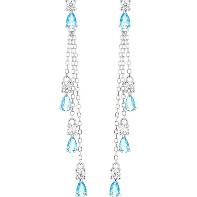 DELIS Дълги сребърни обеци 925, jw863, елегантен син модел, с родиево покритие (jw863)