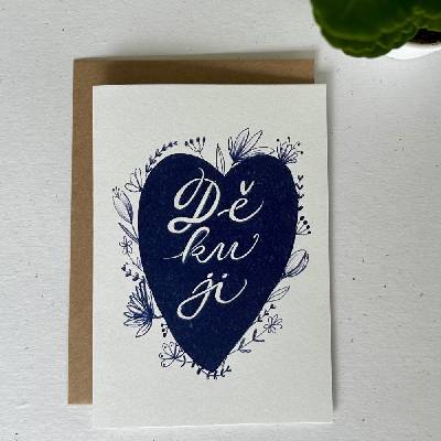 Be Nice přání Děkuji srdce modré
