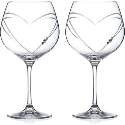 Diamante sklenice na gin Hearts s krystaly Swarovski 2 x 640 ml