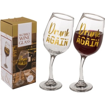 Image 1 of ШантавоЕ Наклонена чаша за вино с надпис Drunk Again