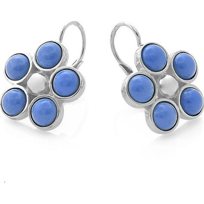 Zlatnictví Zlatíčko stříbrné náušnice obří pomněnky s tyrkysy 890.00004