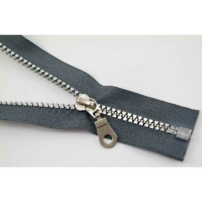Deliteľný kostený zips - dĺžka (30 - 95 cm) - rôzne farby 85 cm Tmavosivý so striebornými zubami