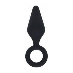 Boss of Toys Silicone Anal Plug with Loop - S - Black