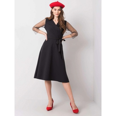 elegantné šaty s bodkami na rukávoch LK-SK-507852.09X black