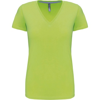 Kariban v-neck k381 / Дамска тениска с къс ръкав - лайм xl (20k38112204)