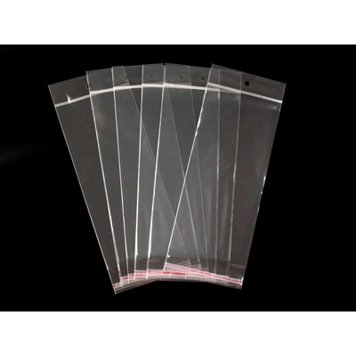 Celofánové sáčiky s lepiacou lištou a závesom 10x22 cm - 12100 ks - Transparent - Transparent