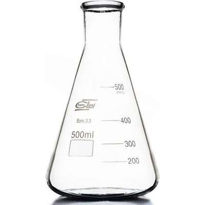 Erlenmeyerova banka skleněná s úzkým hrdlem, 1000 ml – BORO 3.3, ISO 1773