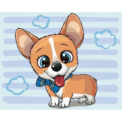 Zuty Maľovanie podľa čísel ROZTOMILÝ PES S MOTÝLIKOM