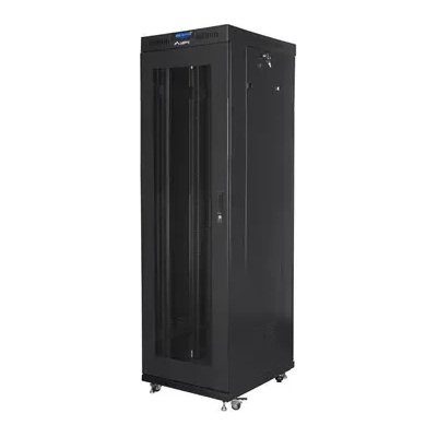 Lanberg Комуникационен шкаф, Lanberg rack cabinet 19" free-standing 42U/600x800 (flat pack) with mesh door lcd black v2 (FF01-6842-23BL)