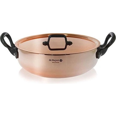 de Buyer Měděný hrnec s poklicí PRIMA MATERA 28cm 4,9l tmavá rukojeť