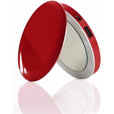 HYPER by Sanho Pearl Make-Up Mirror And Power Bank 3000mAh - джобна външна батерия с огледало и LED светлина (червен)