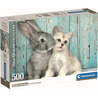 Clementoni Пъзел Clementoni от 500 части - Коте и зайче (35539)