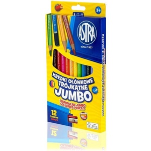 Astra Комплект цветни моливи, Astra, Jumbo, Триъгълни, 12 цвята с острилка (AS312110007)