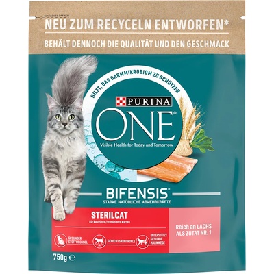 ONE Икономична опаковка Purina ONE - SterilCat за кастрирани котки, със сьомга (6 x 750 г)
