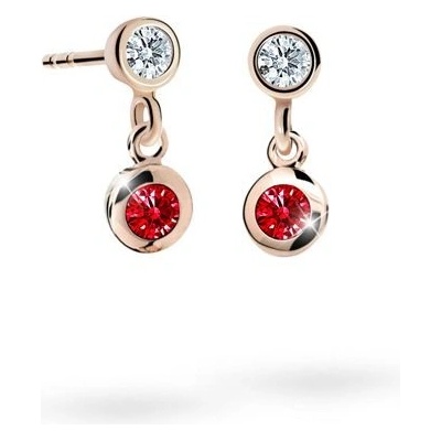 Danfil dětské náušnice C1537 z růžového zlata s kamínky Ruby Dark zapínání balónek