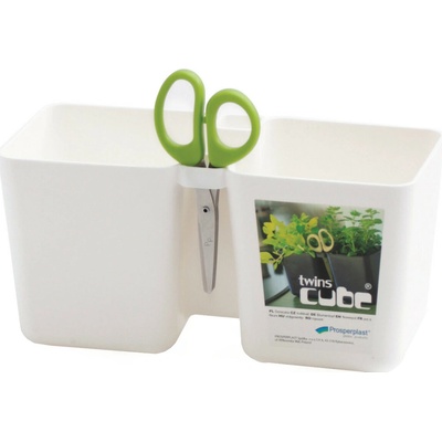 Prosperplast TWINS Cube Kvetináč na bylinky 24,4x11x12cm biela DTC245