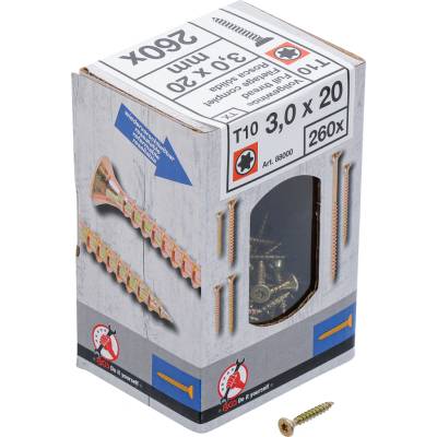 Univerzální vruty T-Star (Torx T10) 3,0 × 20 mm, 260 ks BGS 88000
