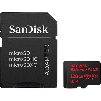 Image 1 of SanDisk microSDXC Extreme Plus 128GB A2/C10/V30/UHS-I/U3 (SDSQXBZ-128G-GN6MA)