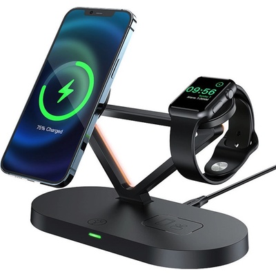 ACEFAST 3-in-1 Magnetic MagSafe Wireless Charger 15W - тройна поставка (пад) за безжично зареждане за iPhone с Magsafe, Apple Watch и AirPods Pro (черен)