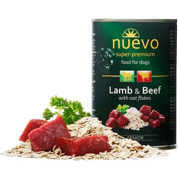 nuevo SENIOR Lamb & Beef - консерва за възрастни кучета 7+ с агне, говеждо и овесени ядки 400 г