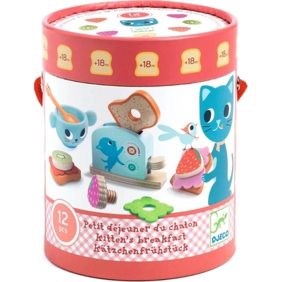 DJECO Дървен комплект Djeco - Закуската на Кити, 12 части (DJ05507)