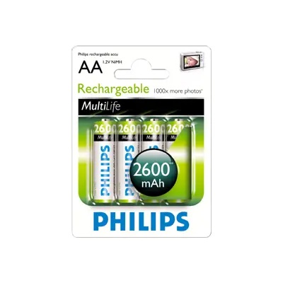 Philips Rechargeable HR6 AA, 2600 mAh, 4-blister (R6B4B260/10)