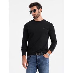 Ombre Clothing Мъжка тениска SLIM FIT с дълъг ръкав и V-образно деколте, с еластан и щампа черно Ombre Clothing Ombre Clothing | Cheren | МЪЖЕ | L