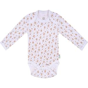 Bio Baby Бебешко боди с дълъг ръкав Bio Baby - Органичен памук, 68 cm, 4-6 месеца, екрю-бяло (97220131) - baby