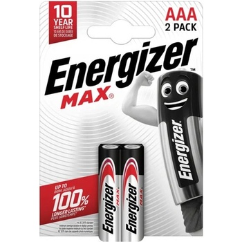 Energizer Батерии алкални Energizer Max, AAA, LR03, 1.5V, 2бр. в опаковка (E303325300)