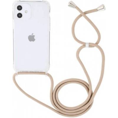 Pouzdro SES Průhledné silikonové ochranné se šňůrkou na krk Apple iPhone SE 2020 - zlaté