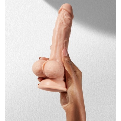 FemmeFun Vortex Turbo Baller Vibrační přísavkové dildo s funkcí rotace dálkové ovládání Béžový