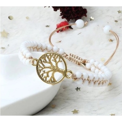 Prosperk náramek bílý se zlatým stromem života S2484