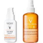 Vichy Capital Soleil Комплект - Флуид и Вода за подобряване на тена, 40 + 200 ml - ozone