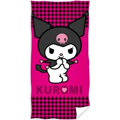 Carbotex bavlněná plážová osuška Kuromi motiv Malý ďáblík 70 x 140 cm