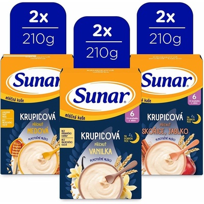 Sunar Mléčná kaše Mix na dobrou noc L 6 x 225 g