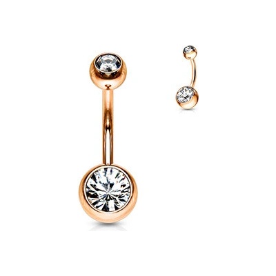 Šperky4U Zlacený piercing do pupíku banánek čirá BS01055-C