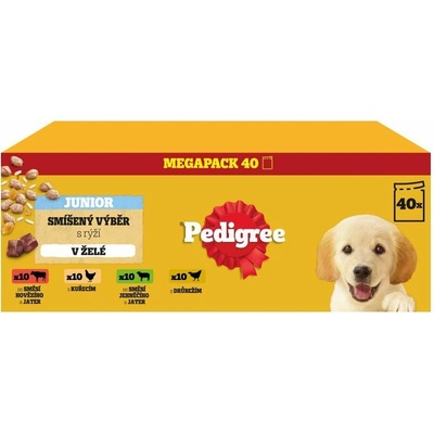 Pedigree zmiešaný výber pre šteňatá s ryžou v želé 40 x 100 g