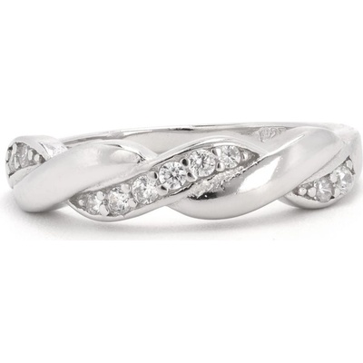 Rafity Stříbrný prsten Twisted Shine se zirkony R0087 05