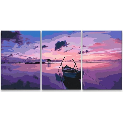 Painting Queens Painting Queens Fialový východ slunce sada 3 ks 40 x 60 cm bez rámu PBNSET/03PURPLESUNRISE/40 x 60_40 x 60_40 x 60/WO
