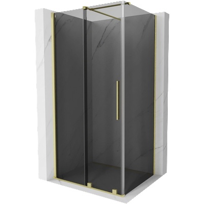 Mexen Velar плъзгаща се душ кабина 130 x 100 см, графит, четкано злато - 871-130-100-41-55 (871-130-100-41-55)