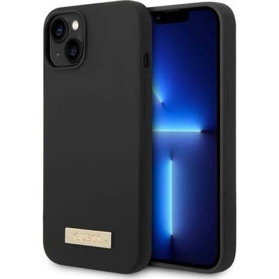 GUESS Кейс Guess GUHMP14MSBPLK за iPhone 14 Plus 6.7", черен / черен, твърд, Silicone Logo Plate MagSafe (GUE002419-0)