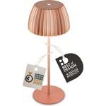 Briloner - Riffle LED Table Lamp, wireless IP44 with light edge, touch dimmer, replaceable battery, bedside lamp, reading lamp, LED lamp, battery-operated lamp, German Design Award Winner, 14.5x36.5cm, copper 