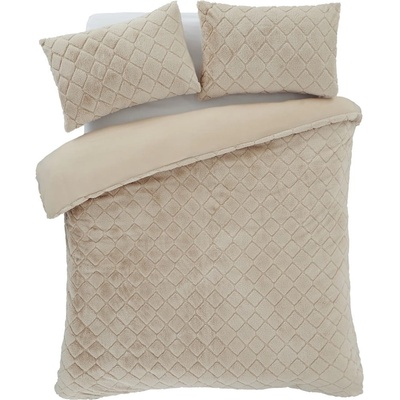 Catherine Lansfield Бежово двойно удължено спално бельо от микроплюш 230x220 cm Cosy Diamond - Catherine Lansfield (BD/55599/W/KQS/NT)
