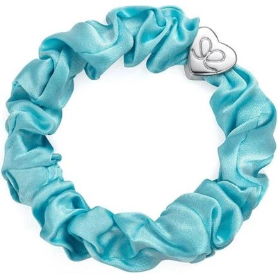 By Eloise London Silk Scrunchie Silver Heart гривна / ластик за коса цвят син
