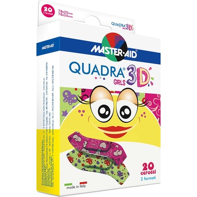 Quadra 3D Dívky Dětské barevné náplasti 2 velikosti 20 ks