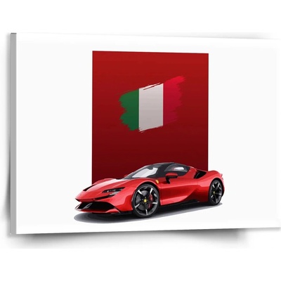 Sablio Obraz Ferrari Talianska vlajka na červenom bloku - 150x110 cm