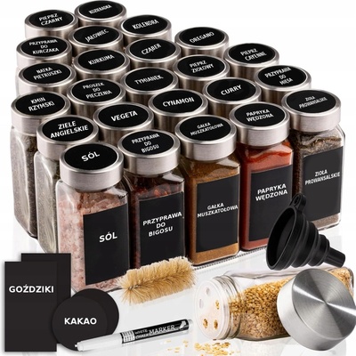 Koanni Zavařovací Sklenice na Koření Skleněná Sada + Trychtýř + Fix + sklo 24ks x 120ml