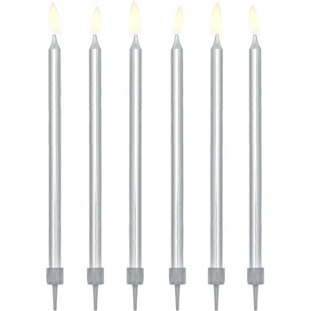 Party Deco Свещички за Рожден Ден в Сребърен Цвят