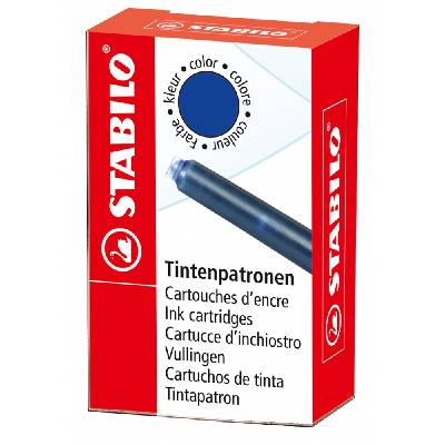 Комплект пълнители за писалка Stabilo - Grow, Син, 6 броя (ST5/0-041)